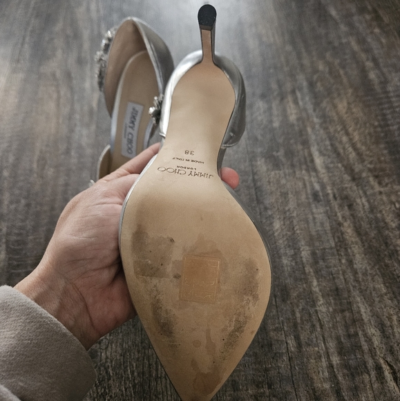 Jimmy ChooJimmy Choo Silver Leather Teja D'orsay Pumps - Picture 6 of 9